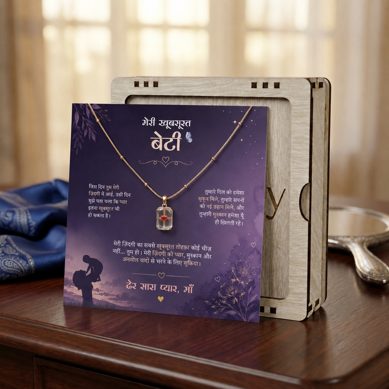 To My Daughter - Transparent Heart Necklace