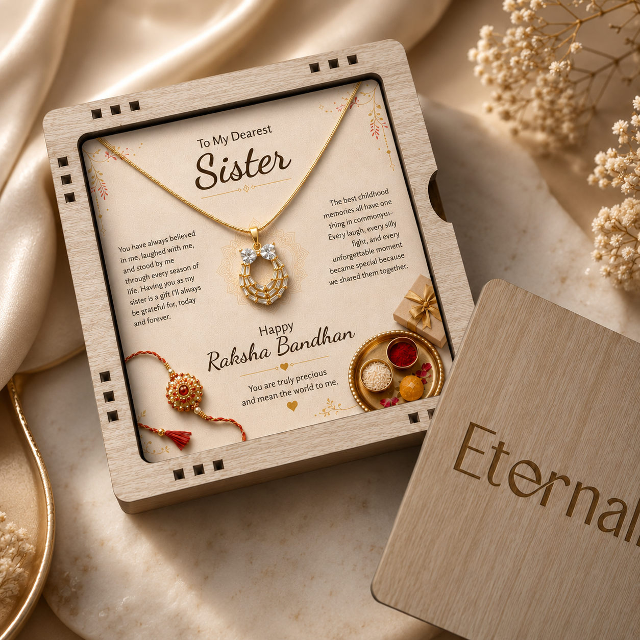 To My Dearest Sister Cute Round Necklace - Raksha Bandhan Gift