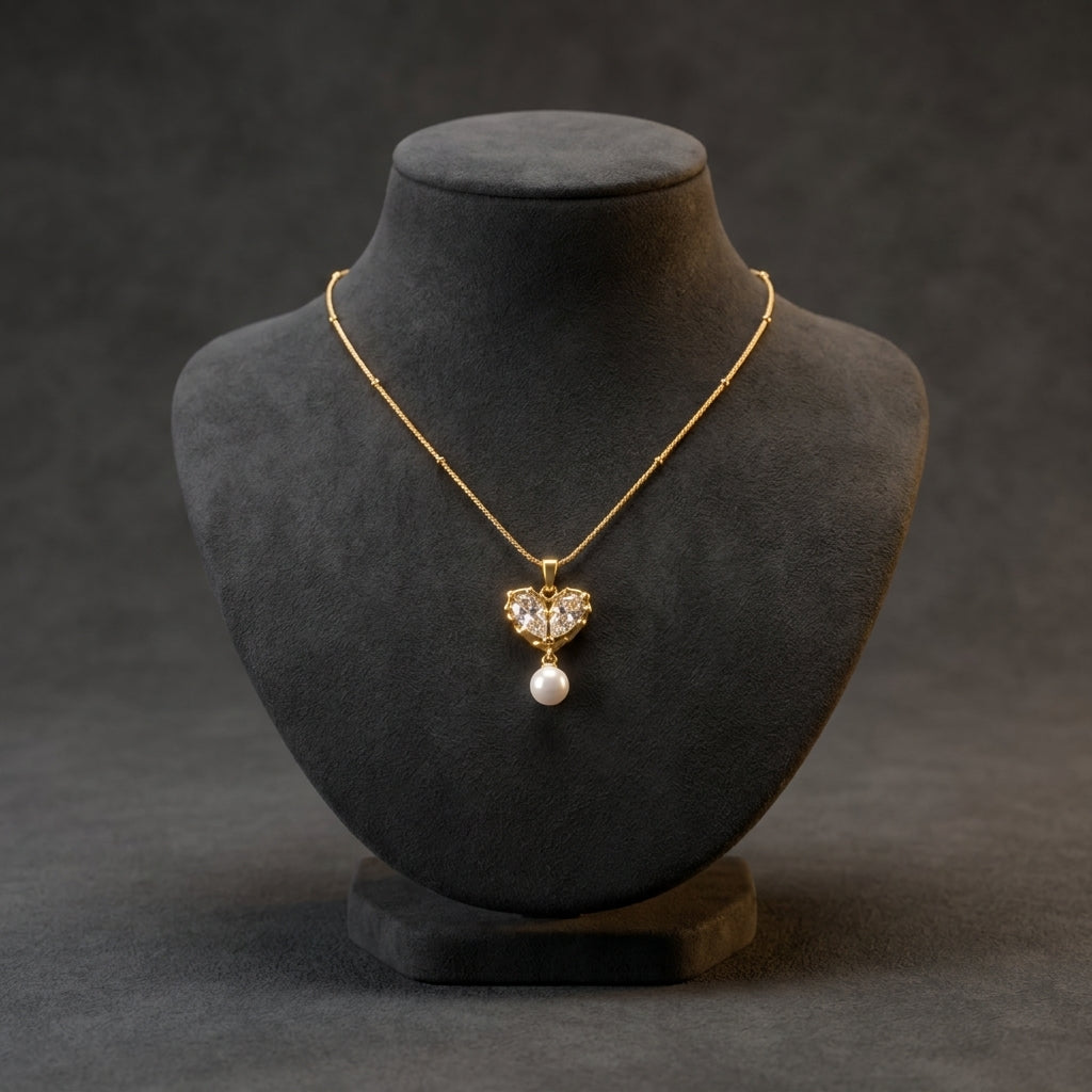 To My Beautiful Wife - Pearl Heart Necklace