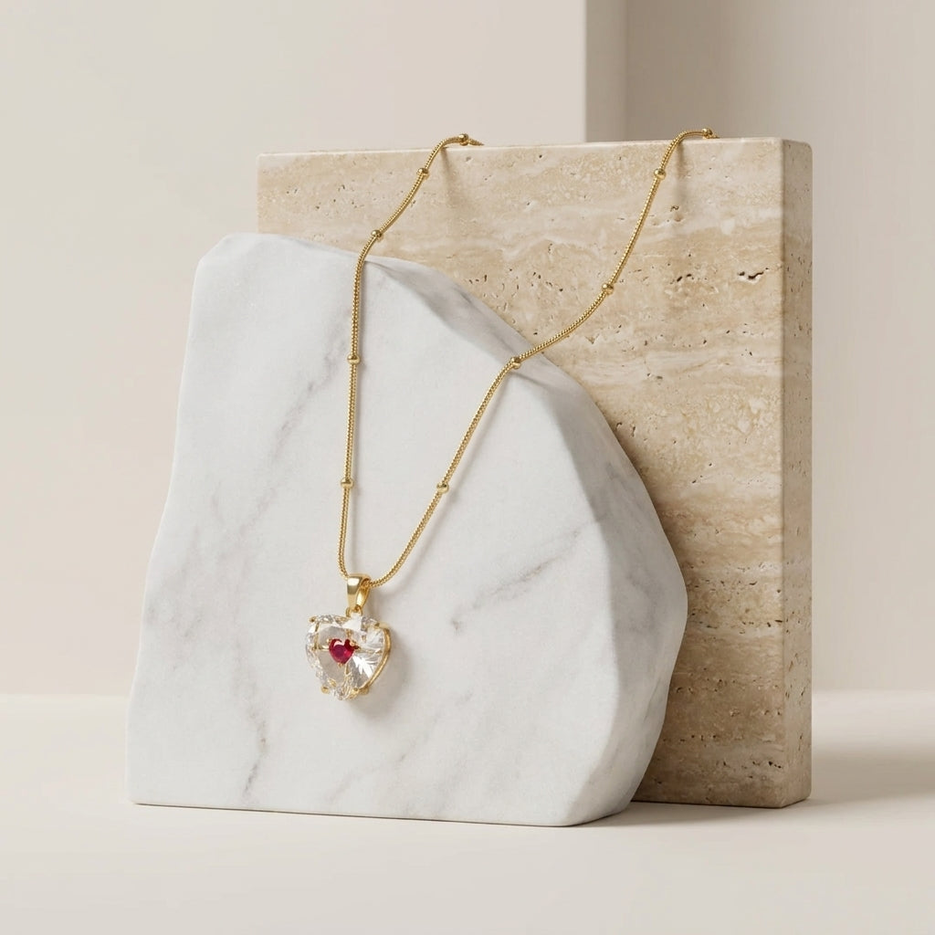 To My Beautiful Wife - Transparent Glass Heart Necklace