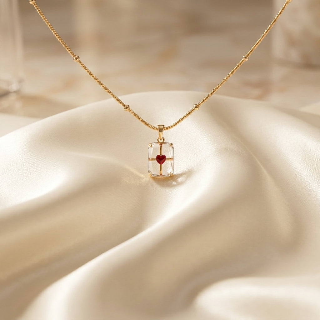 To My Beautiful Wife - Glass Heart Necklace