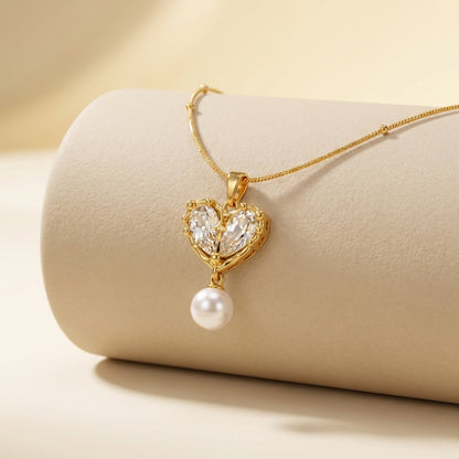 To My Beautiful Wife - Pearl Heart Necklace