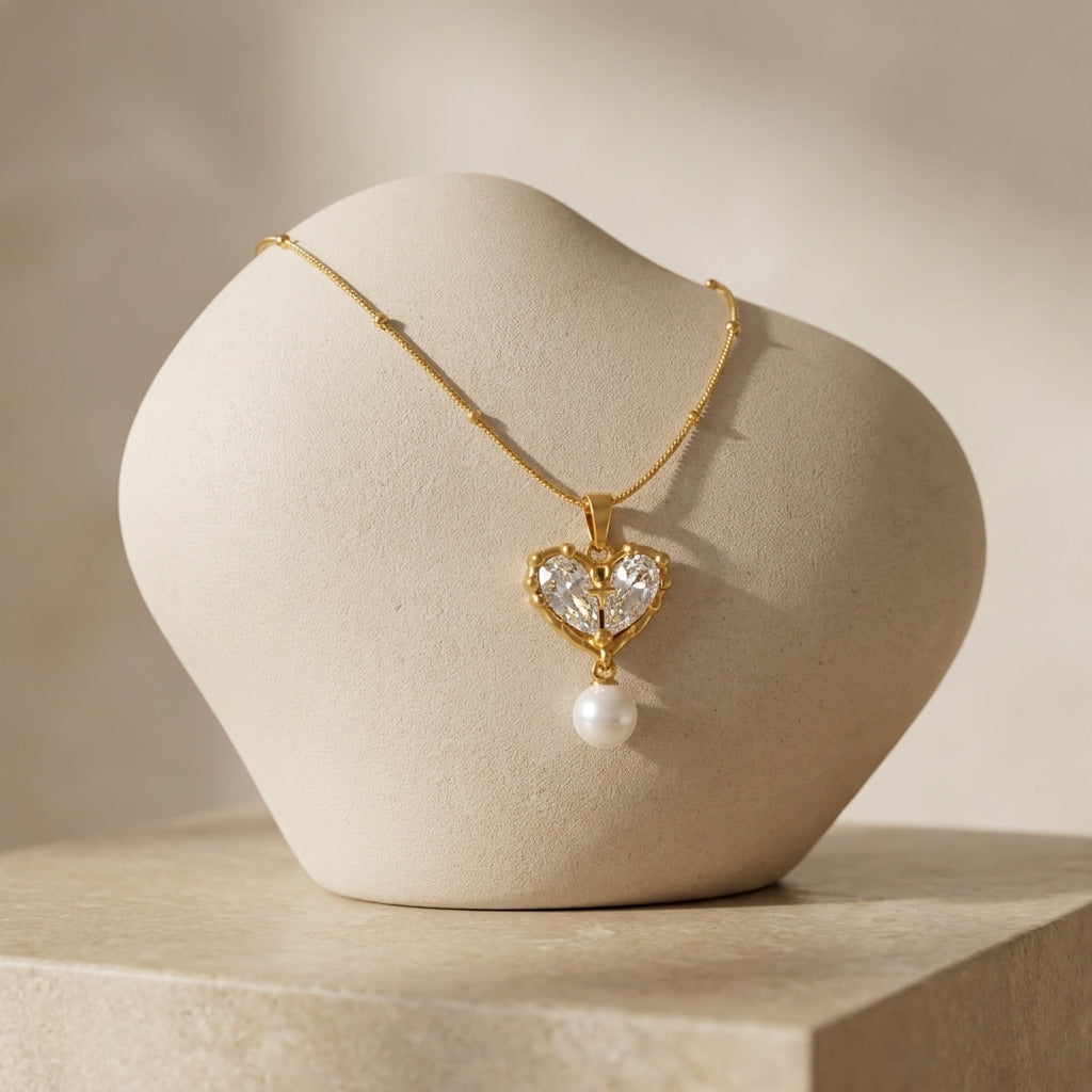 To My Beautiful Wife - Pearl Heart Necklace