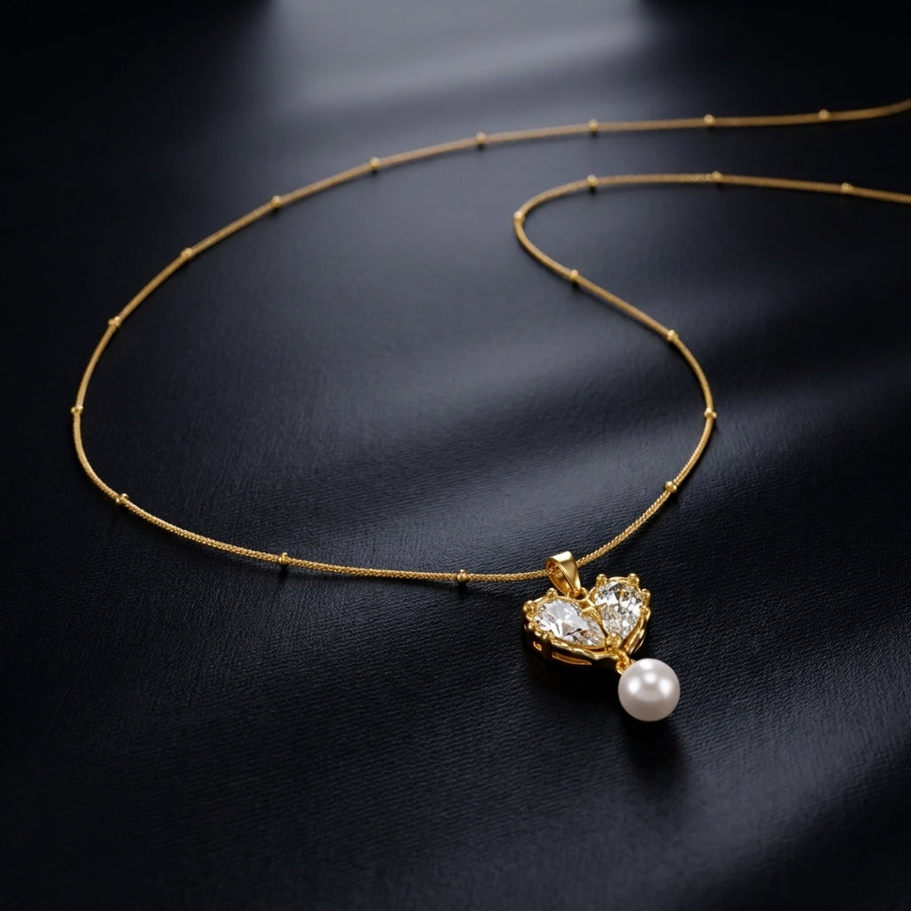 To My Beautiful Wife - Pearl Heart Necklace