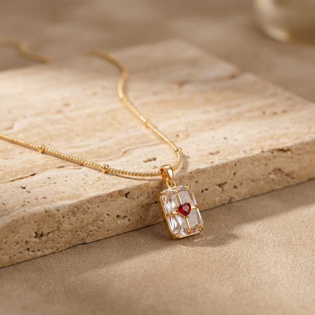 To My Beautiful Wife - Glass Heart Necklace