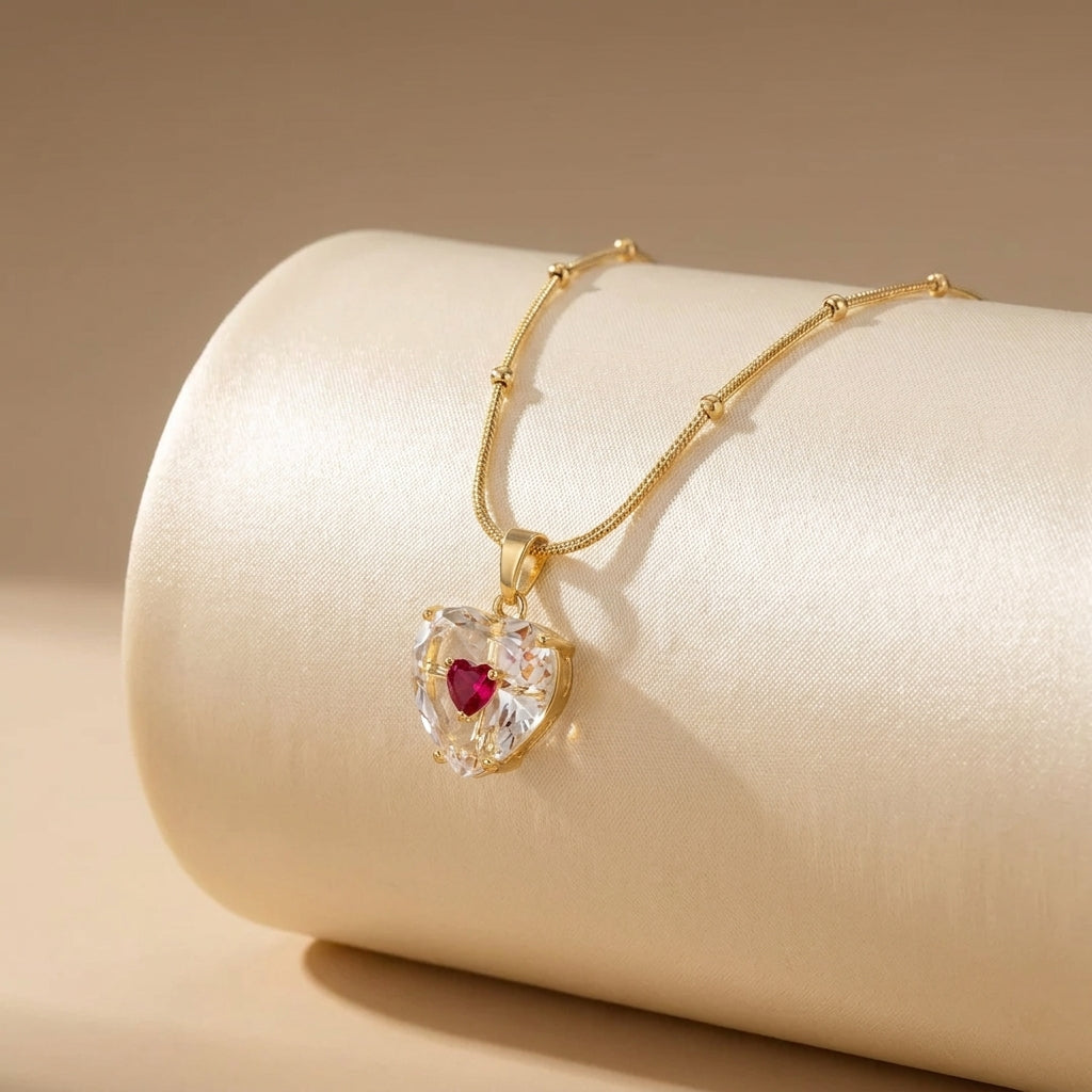 To My Beautiful Wife - Transparent Glass Heart Necklace