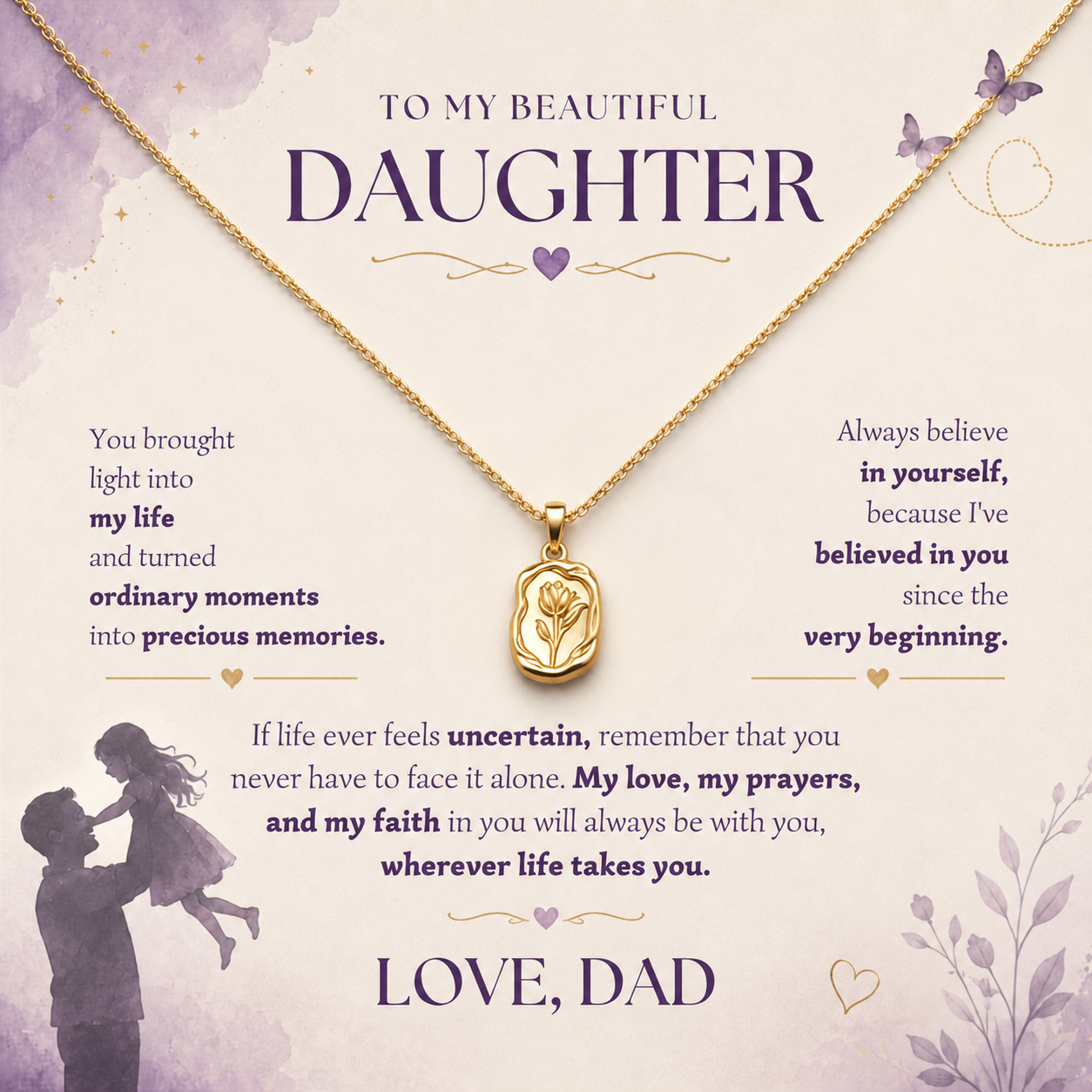 To My Daughter - Rose Necklace