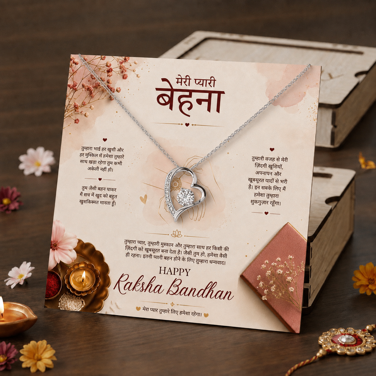 Raksha Bandhan - To My Beautiful Sister - Heart Necklace