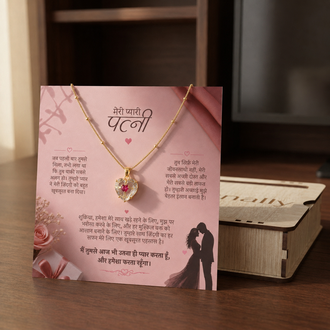 To My Beautiful Wife - Transparent Glass Heart Necklace