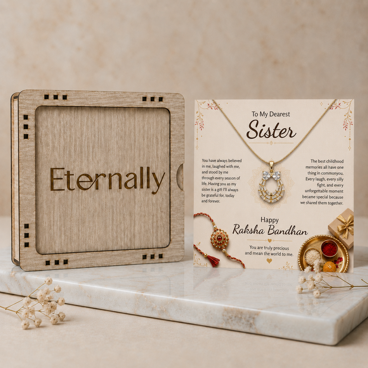 To My Dearest Sister Cute Round Necklace - Raksha Bandhan Gift
