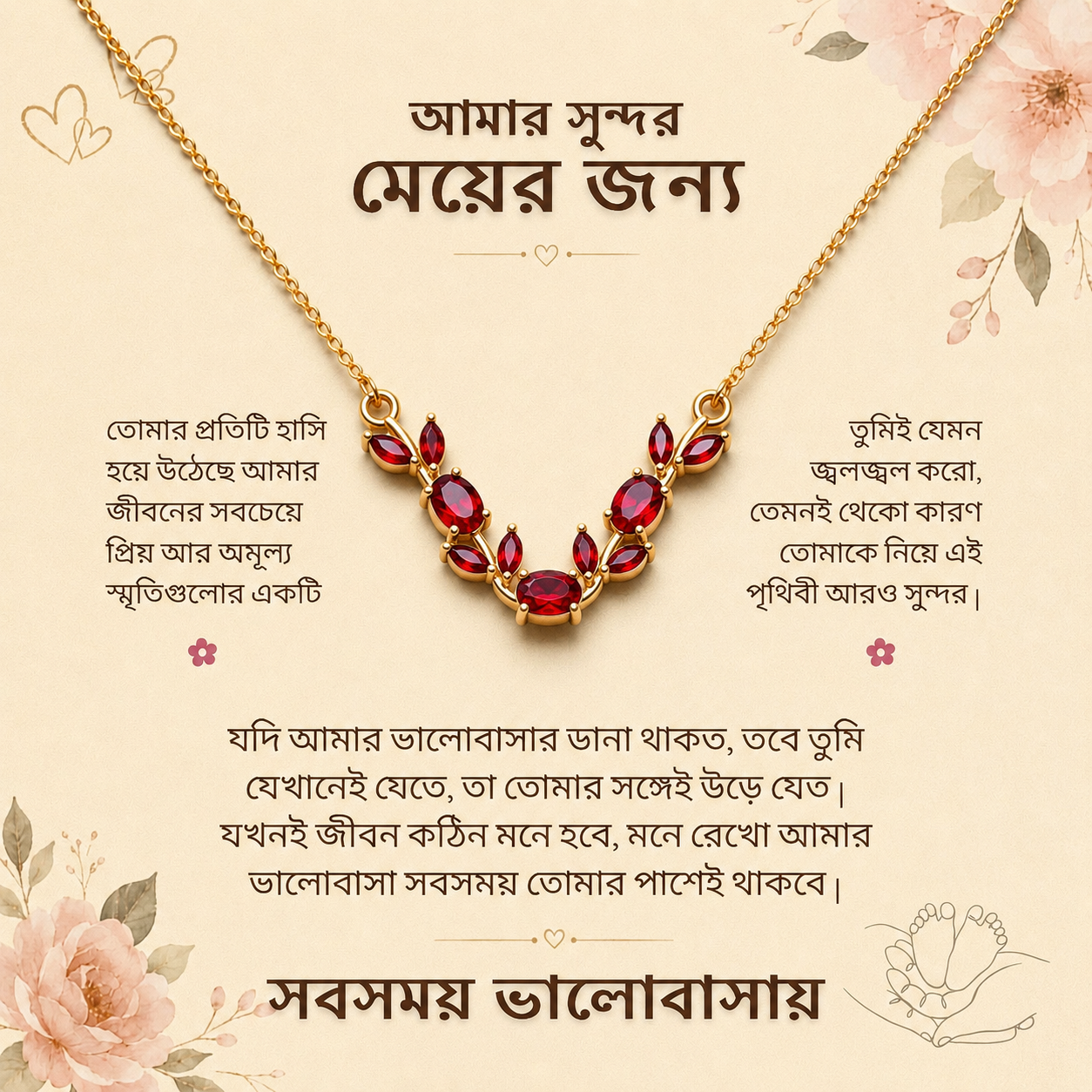 To My Daughter - Red Stone Necklace