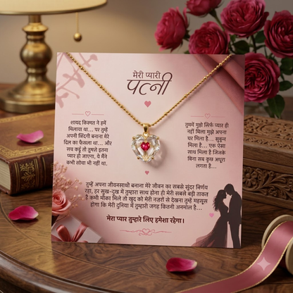To My Beautiful Wife - Transparent Glass Heart Necklace