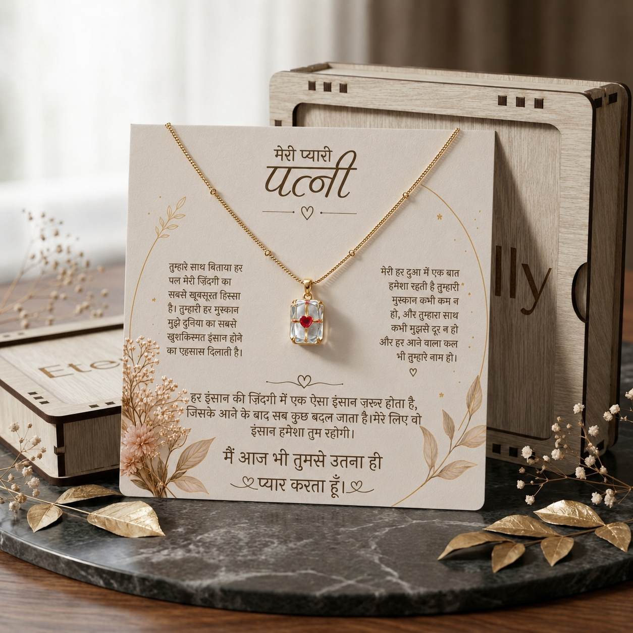 To My Beautiful Wife - Glass Heart Necklace