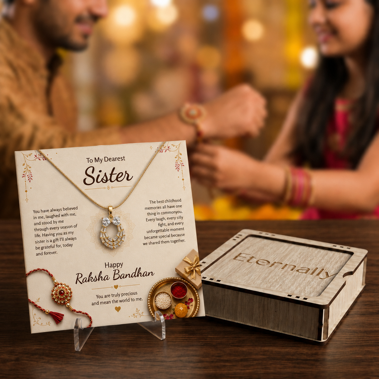 To My Dearest Sister Cute Round Necklace - Raksha Bandhan Gift