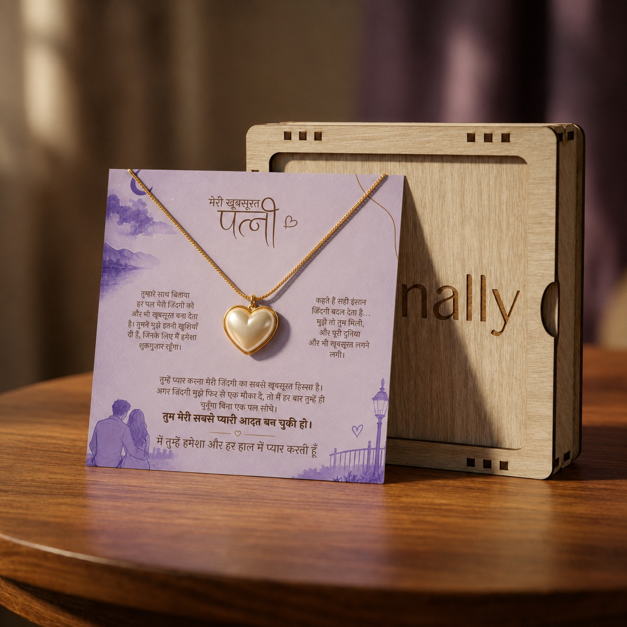 To My Beautiful Wife - White Heart Necklace