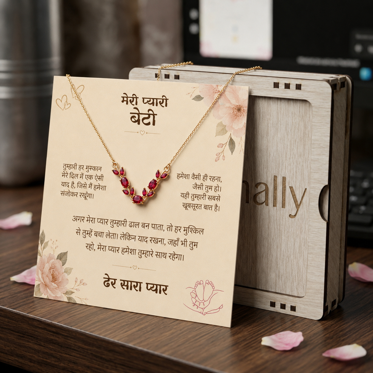 To My Daughter - Red Stone Necklace