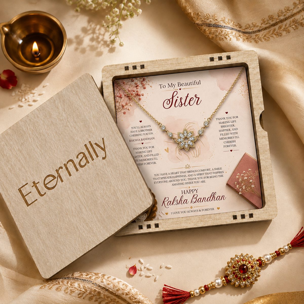 Raksha Bandhan - To My Beautiful Sister - Rakhi Design Necklace