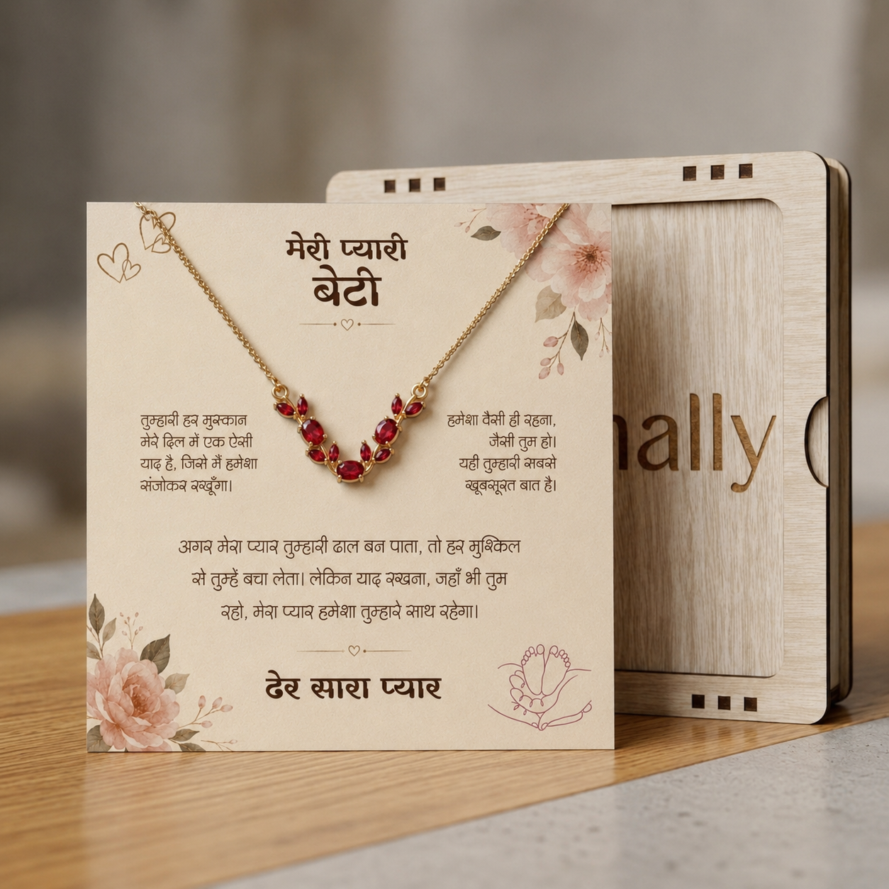 To My Daughter - Red Stone Necklace
