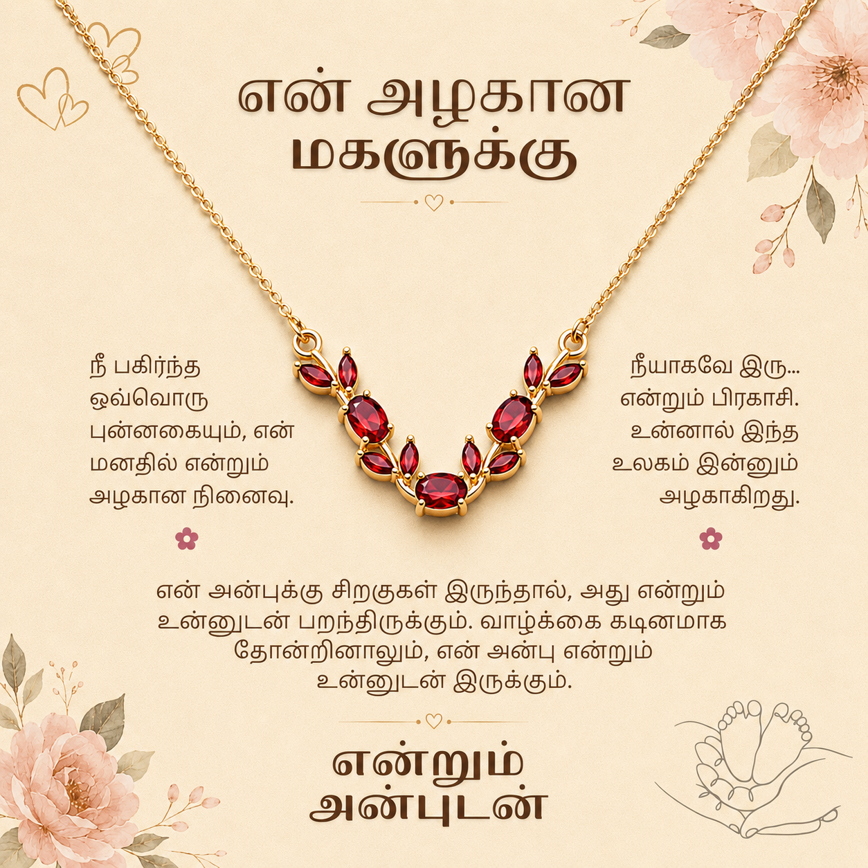 To My Daughter - Red Stone Necklace