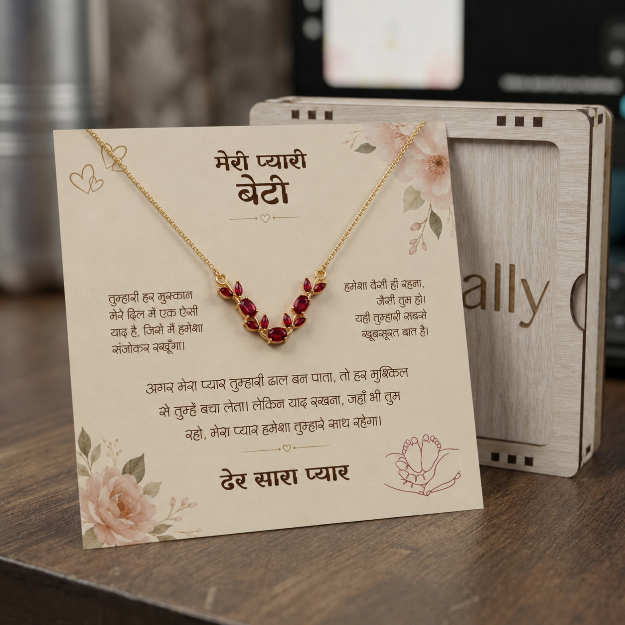 To My Daughter - Red Stone Necklace