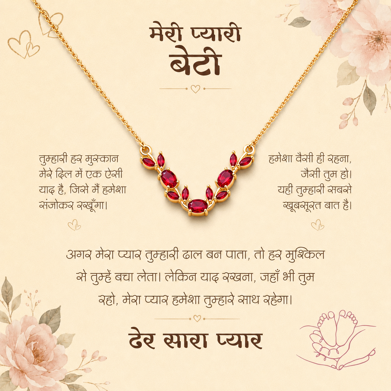 To My Daughter - Red Stone Necklace