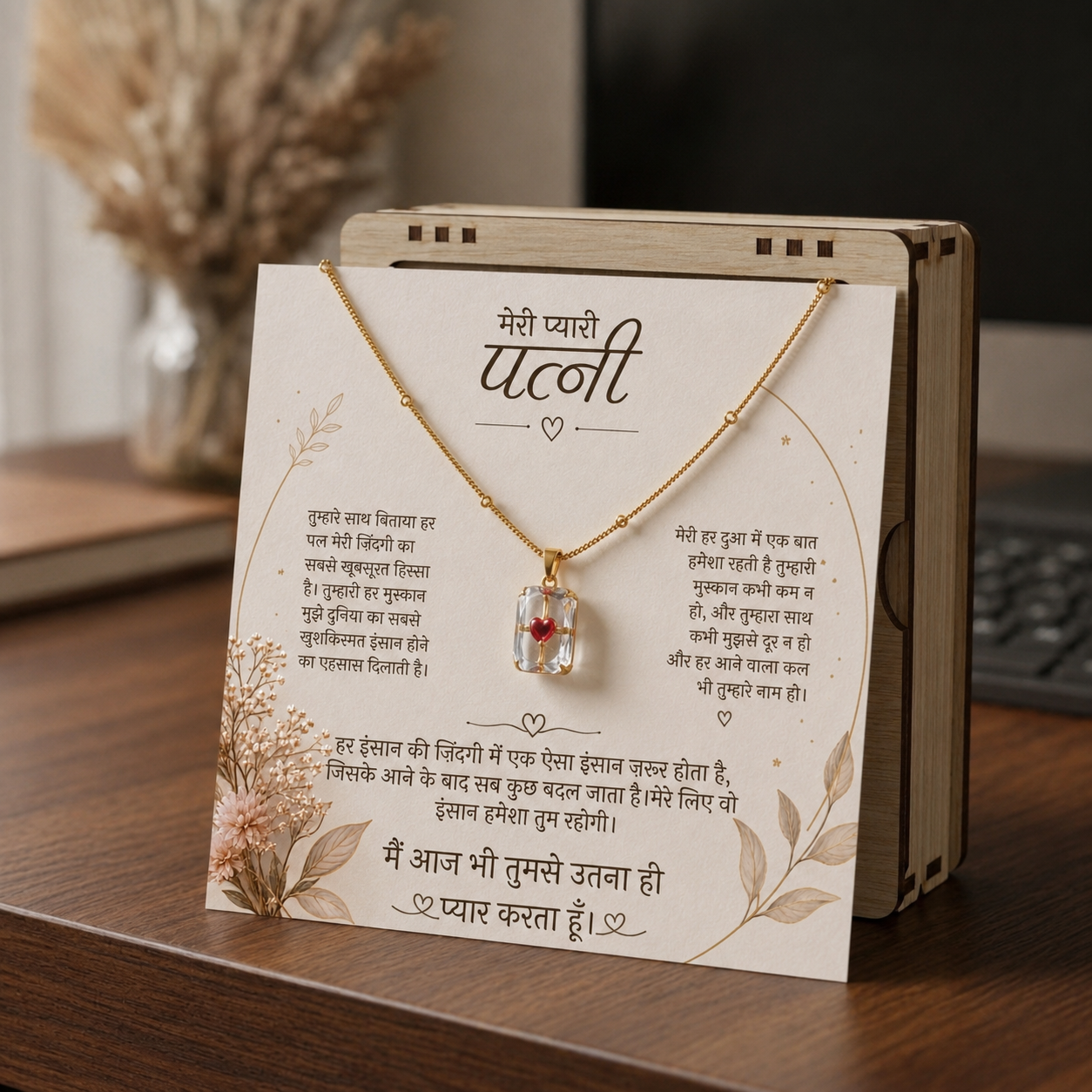 To My Beautiful Wife - Glass Heart Necklace