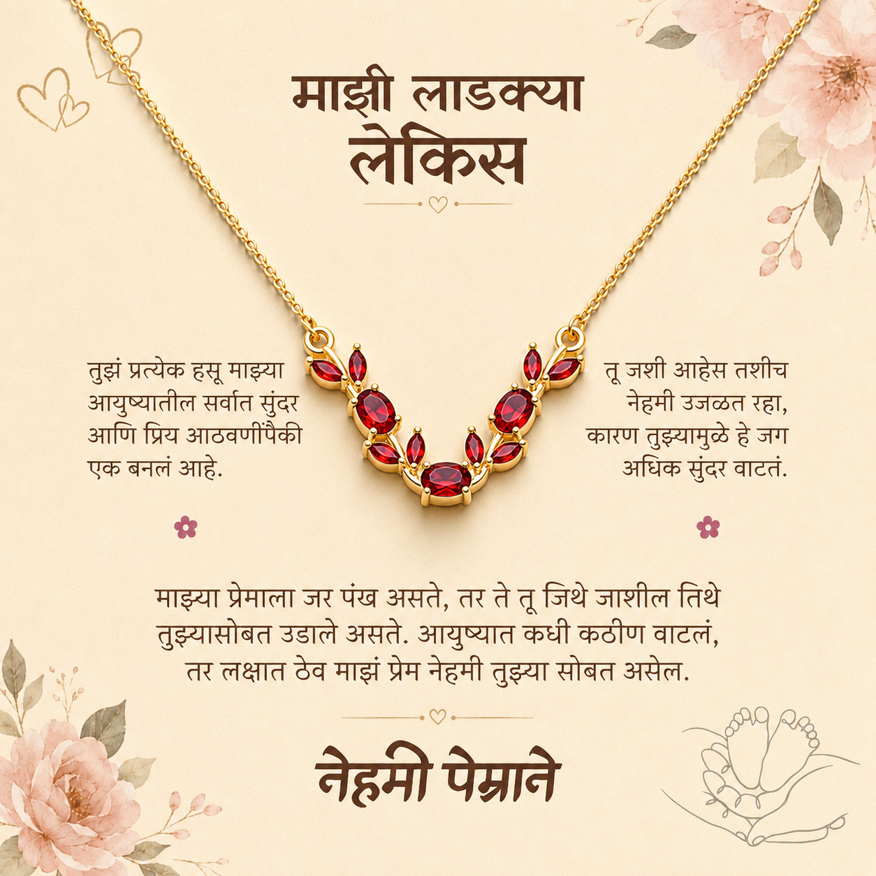 To My Daughter - Red Stone Necklace