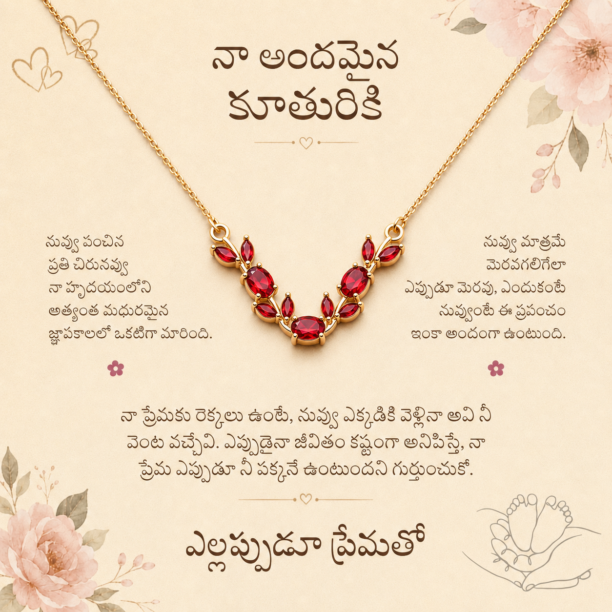 To My Daughter - Red Stone Necklace