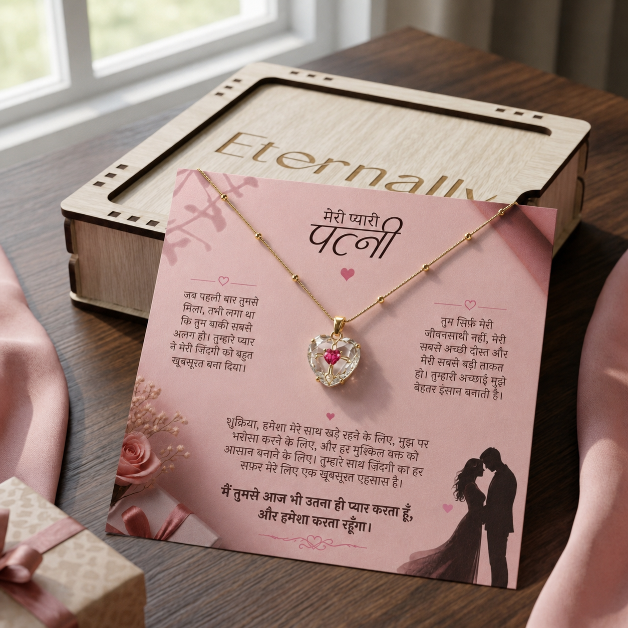 To My Beautiful Wife - Transparent Glass Heart Necklace