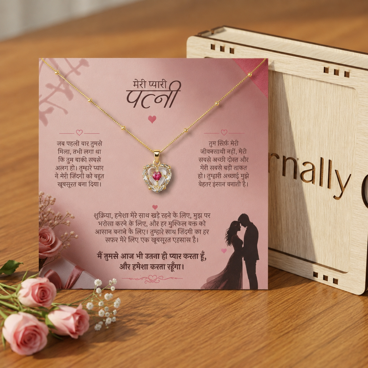 To My Beautiful Wife - Transparent Glass Heart Necklace