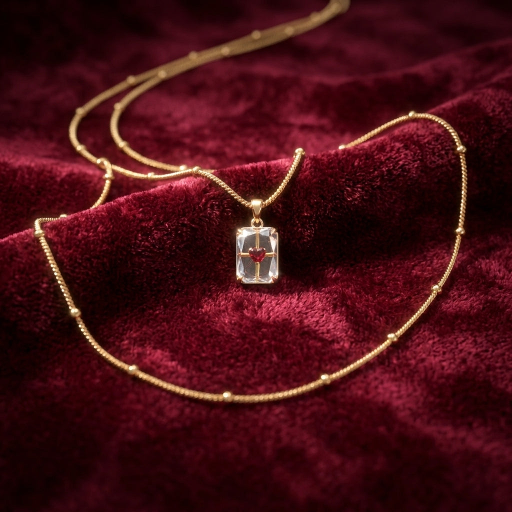To My Beautiful Wife - Glass Heart Necklace
