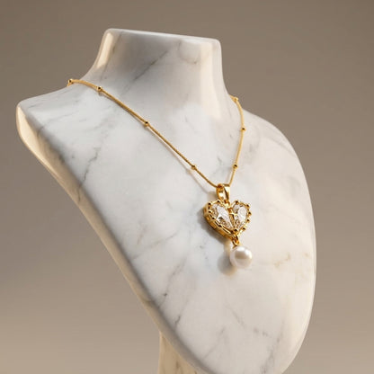To My Beautiful Wife - Pearl Heart Necklace