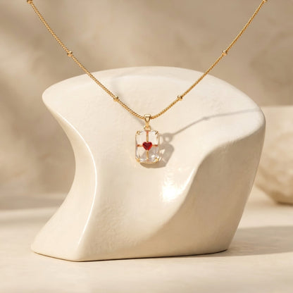 To My Beautiful Wife - Glass Heart Necklace