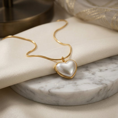 To My Beautiful Wife - White Heart Necklace