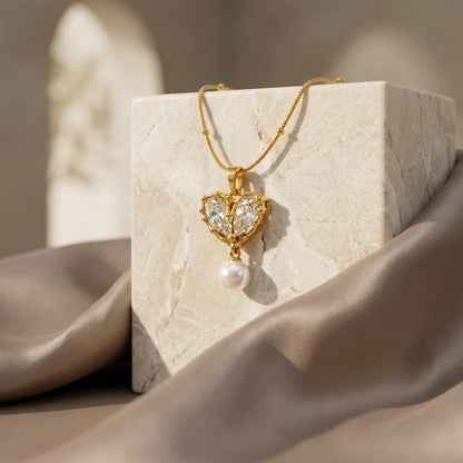 To My Beautiful Wife - Pearl Heart Necklace