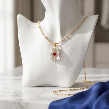 To My Beautiful Wife - Glass Heart Necklace
