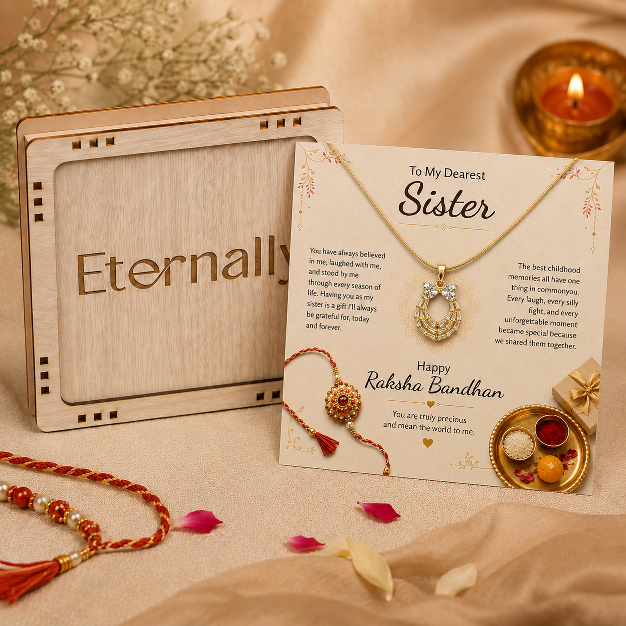 To My Dearest Sister Cute Round Necklace - Raksha Bandhan Gift