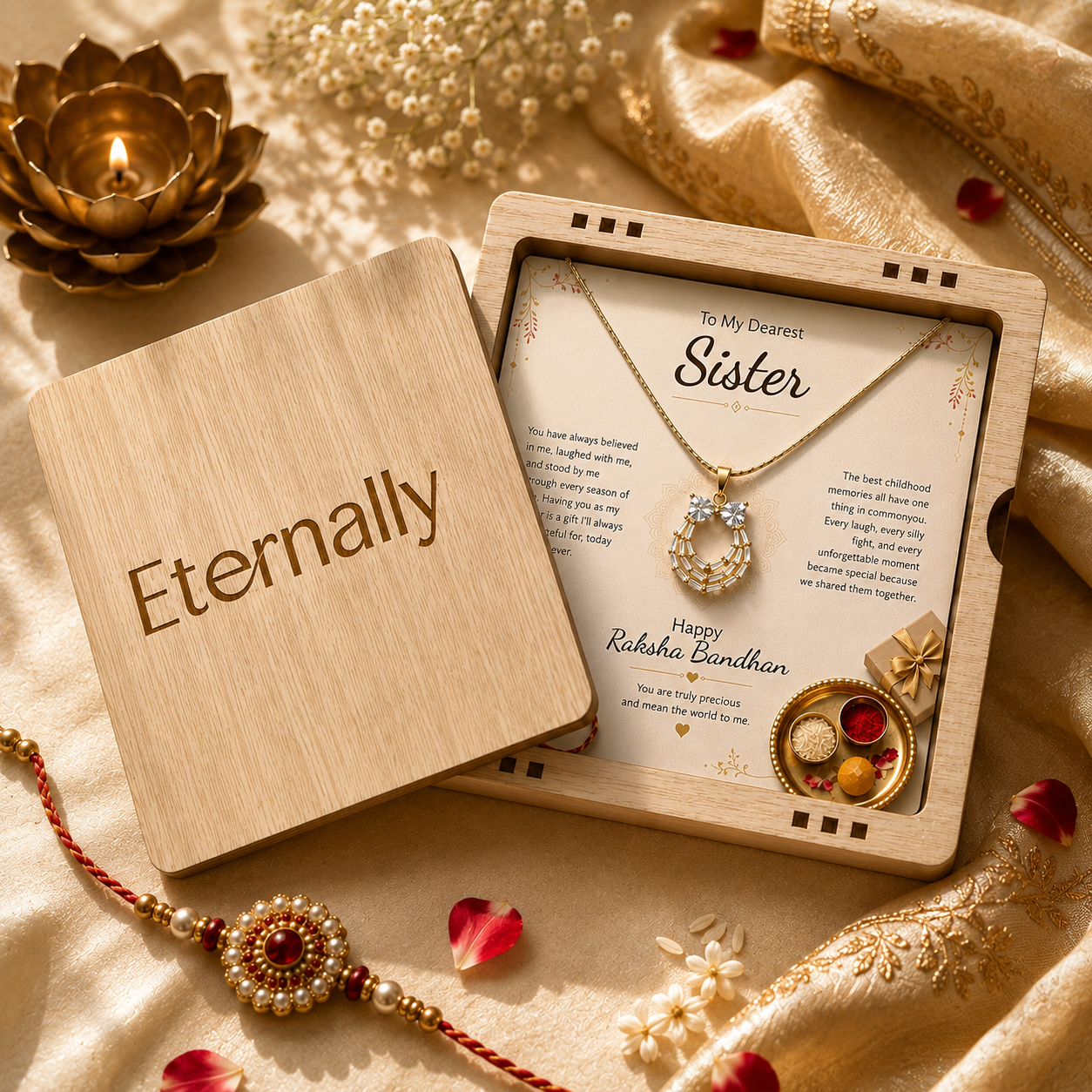 To My Dearest Sister Cute Round Necklace - Raksha Bandhan Gift