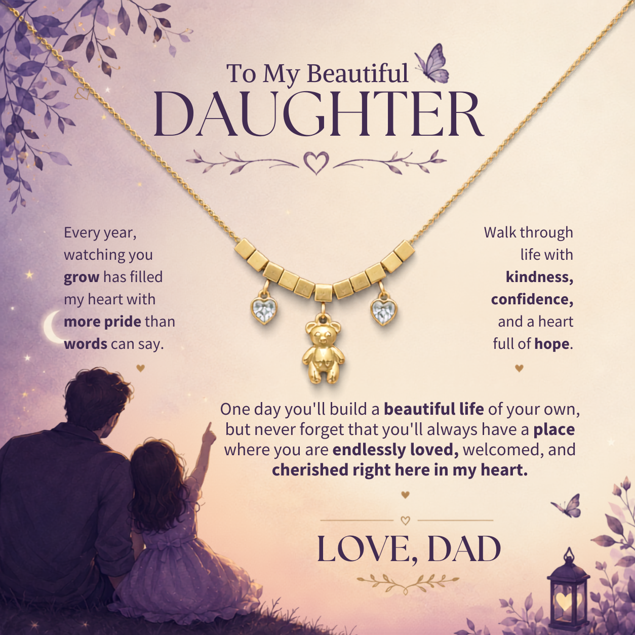 To My Daughter - Teddy Necklace