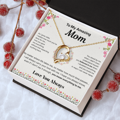 To My Amazing Mom - Heart Necklace Gift - English.