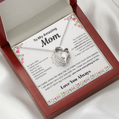 To My Amazing Mom - Heart Necklace Gift - English.