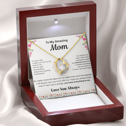 To My Amazing Mom - Heart Necklace Gift - English.
