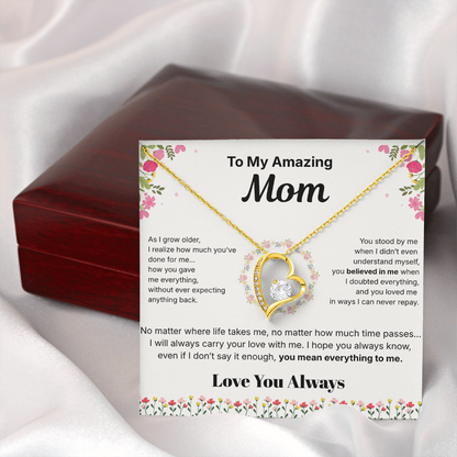 To My Amazing Mom - Heart Necklace Gift - English.