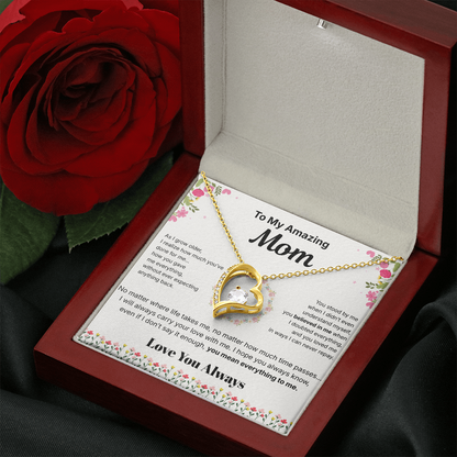 To My Amazing Mom - Heart Necklace Gift - English.