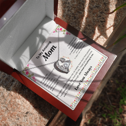 To My Amazing Mom - Heart Necklace Gift - English.
